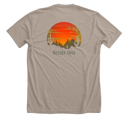 Sunset Nomad, a Heather Stone Premium Unisex Tee (back-view)