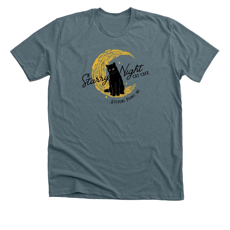 Starry Night Cat Cafe&nbsp;, a Heather Slate Premium Unisex Tee