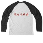 Handprint by Dustin Newman, a Space Black/ Bright White Allmade Eco Triblend Colorblock Raglan Long Sleeve Tee (back-view)