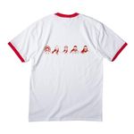 Handprint by Dustin Newman, a White/ Red Cotton Ringer Tee (back-view)