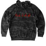 Handprint by Dustin Newman, a Black Camo Heavyweight Camo Pullover Hoodie (back-view)