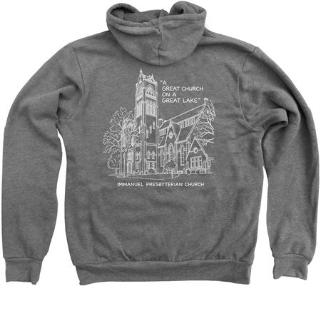 IPC Zip Up, a Deep Heather Zip Up Hoodie (back-view)