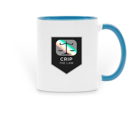 Crip the Law Mug, a Light Blue Two-Tone Ceramic Mug