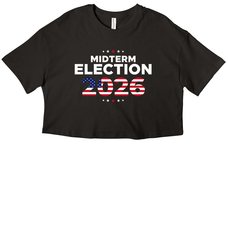 United States Midterm Election Merch, a Black Women?s Cropped Cotton Tee