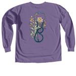 Upstate Nursing stethoscope&nbsp;, a Grape Comfort Colors Long Sleeve Tee (back-view)