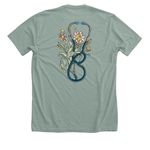 Upstate Nursing stethoscope&nbsp;, a Heather Sage Premium Unisex Tee (back-view)