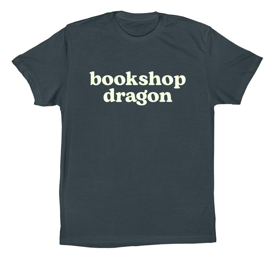Bookshop Dragon, a Dark Grey Premium Cotton Tee