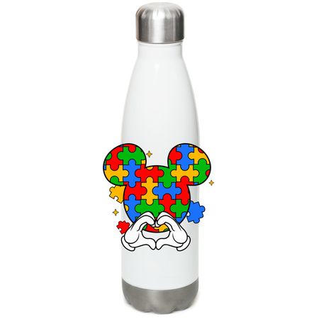 Autism Acceptance, a White Stainless Steel Water Bottle