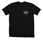 JUST HERE TO BANG, a Solid Black Blend Premium Unisex Tee (back-view)