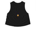 Jus' Sittin', a Solid Black Blend Women?s Cropped Racerback Tank (back-view)