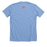 Jus' Sittin', a Heather Carolina Blue Premium Unisex Tee (back-view)