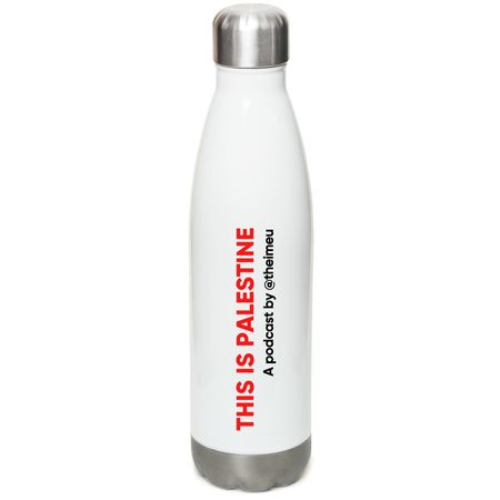 This Is Palestine Water Bottle, a White Stainless Steel Water Bottle