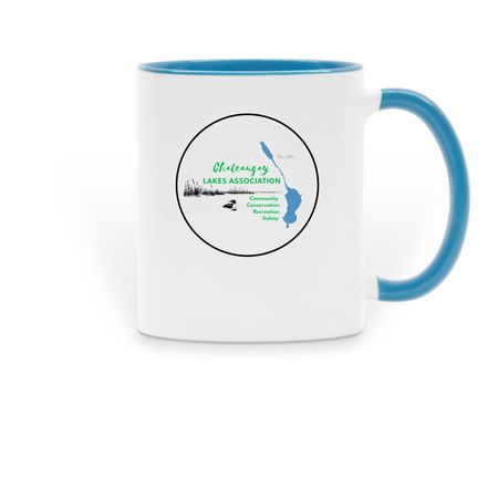 Drink Up for CLA, a Light Blue Two-Tone Ceramic Mug