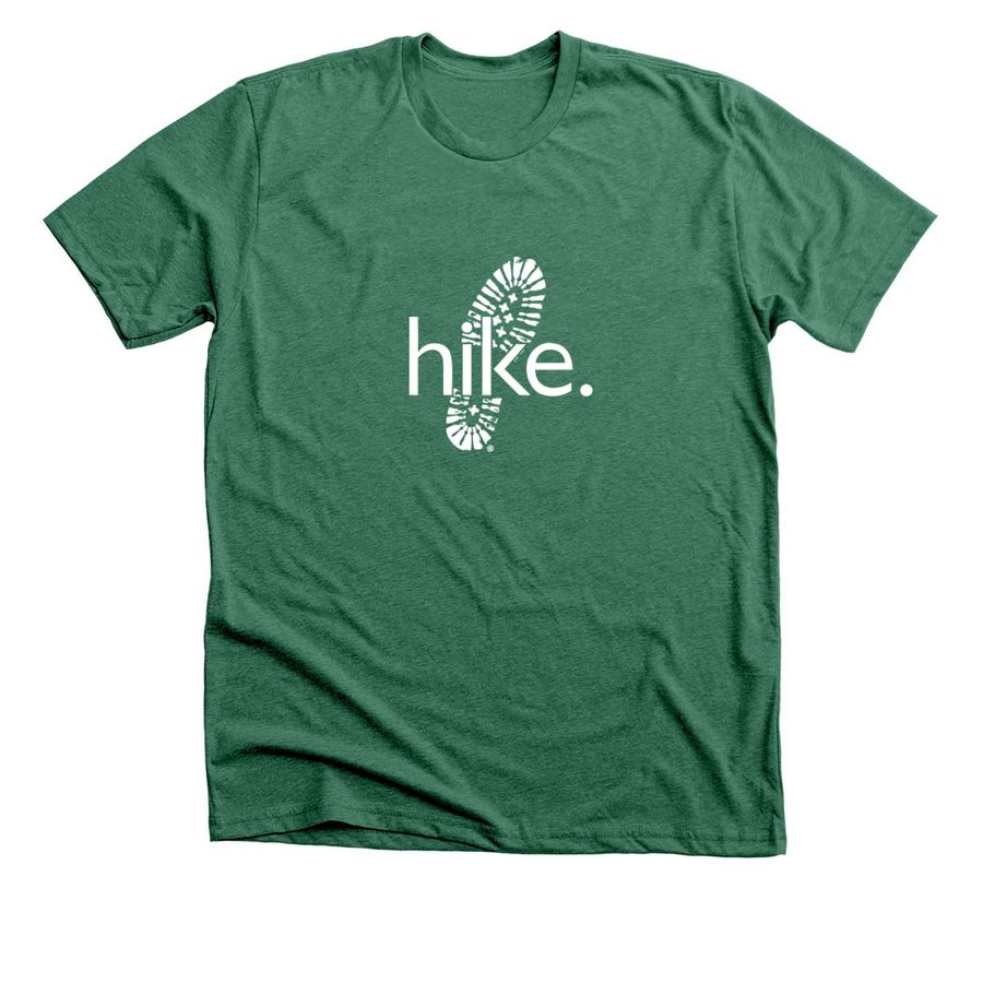 hike., a Heather Grass Green Premium Unisex Tee