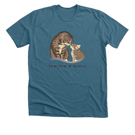 Tom-Tom & Hallie, a Heather Deep Teal Premium Unisex Tee