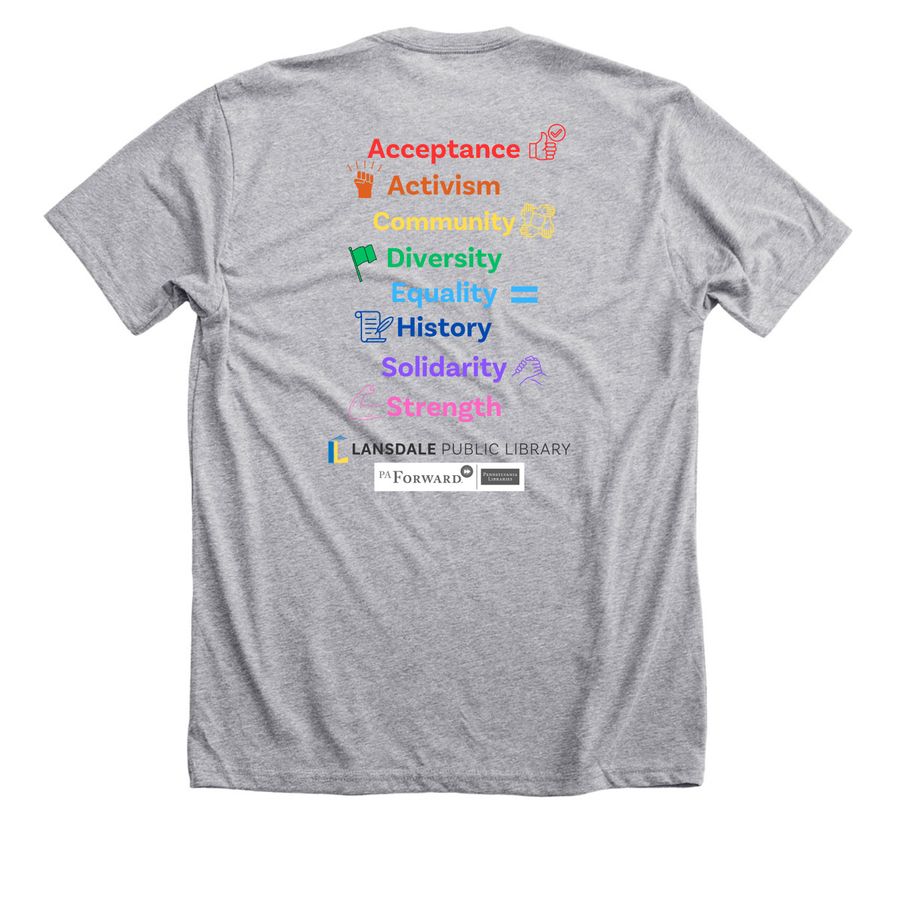 Libraries are for Everyone, a Athletic Heather Premium Unisex Tee (back-view)