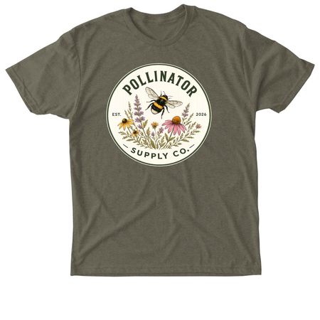 Pollinator Supply Co. Heritage Logo, a Military Green Triblend Tee