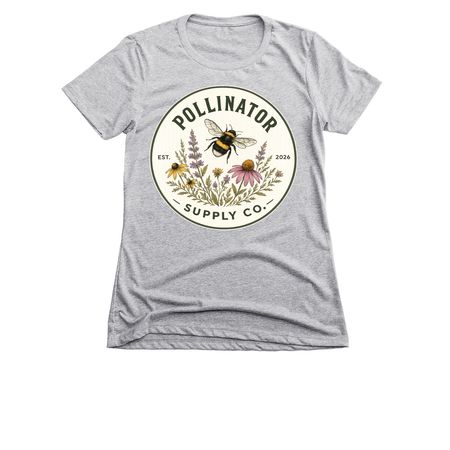 Pollinator Supply Co. Heritage Logo, a Dark Heather Grey Women's Slim Fit Tee