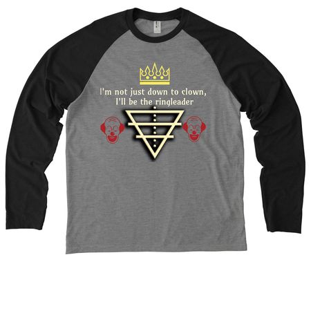 Down to Clown?, a Deep Black/ Aluminum Grey Allmade Eco Triblend Colorblock Raglan Long Sleeve Tee