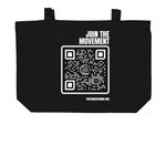 This Tote Carries Dreams, a Black Large Organic Cotton Tote Bag (back-view)