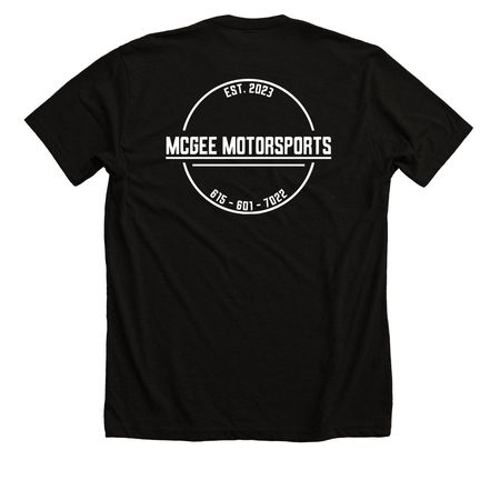McGee Motorsports Premium T-Shirt, a Solid Black Blend Premium Unisex Tee (back-view)