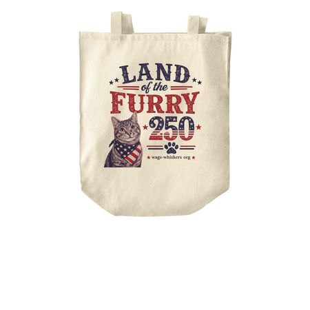"Land of the Furry" Cat Tote, a Natural Over-the-Shoulder Shopping Tote Bag