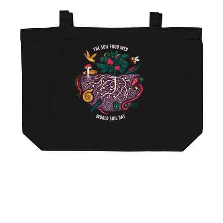 The Soil Food Web - Organic Totes, a Black Large Organic Cotton Tote Bag