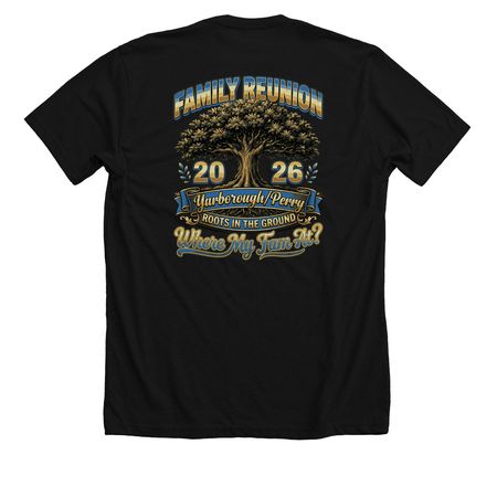 Family Reunion 2026, a Solid Black Blend Premium Unisex Tee (back-view)