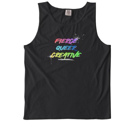 Fierce Queer Creative, a Black Comfort Colors Tank Top