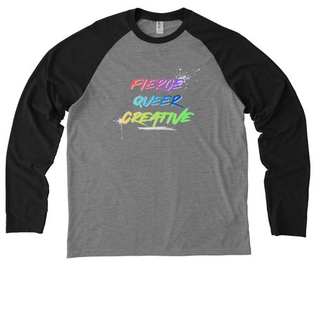 Fierce Queer Creative, a Deep Black/ Aluminum Grey Allmade Eco Triblend Colorblock Raglan Long Sleeve Tee