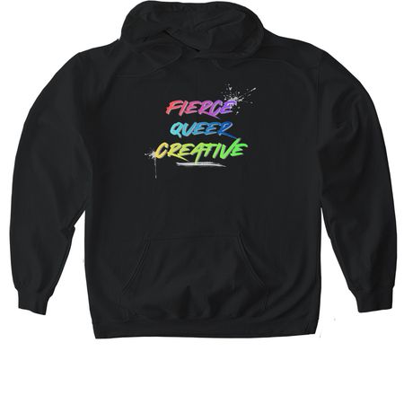 Fierce Queer Creative, a Black Gildan Softstyle Pullover Hoodie