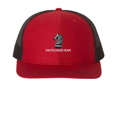 Knight Chess Team Hats, a Red/ Black Printed Snapback Trucker Cap