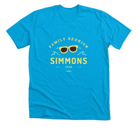 Simmons Reunion Yellow Sunglasses, a Neon Blue Premium Unisex Tee
