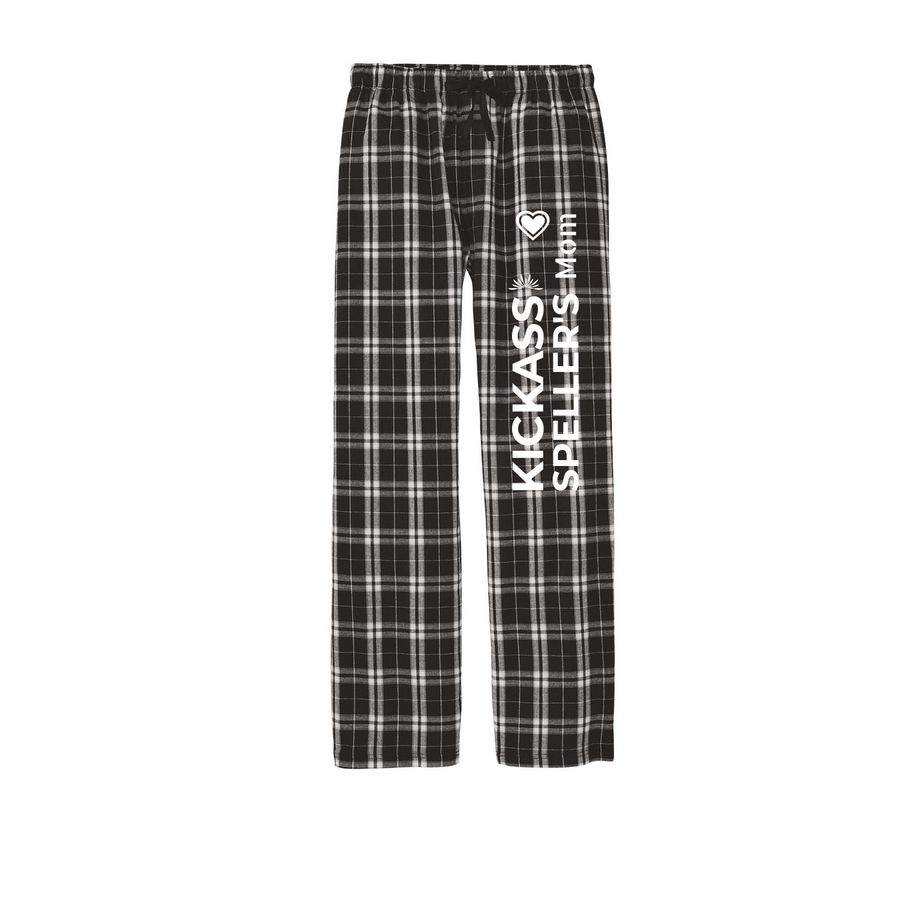 KICKASS Speller's Mom PJs, a Black Flannel Pajama Pant