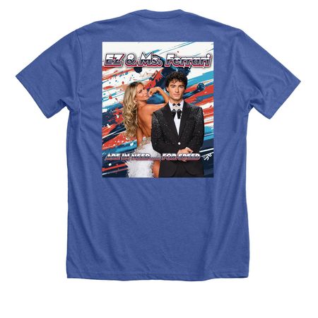 Ezra & Daniella (DWTS), a Solid True Royal Premium Unisex Tee (back-view)