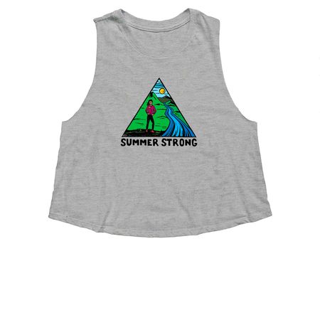 Summer Strong Color Logo, a Athletic Heather Women's Cropped Racerback Tank