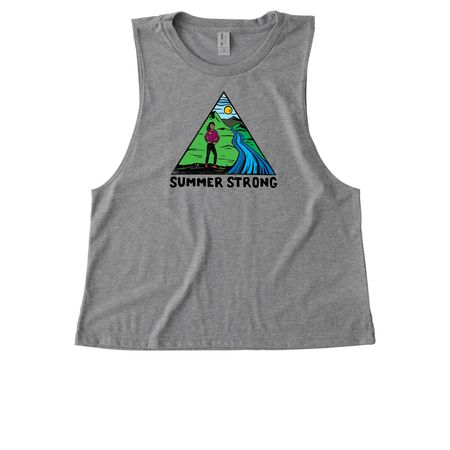Summer Strong Color Logo, a Aluminum Grey Allmade Eco Triblend Women?s Muscle Tank
