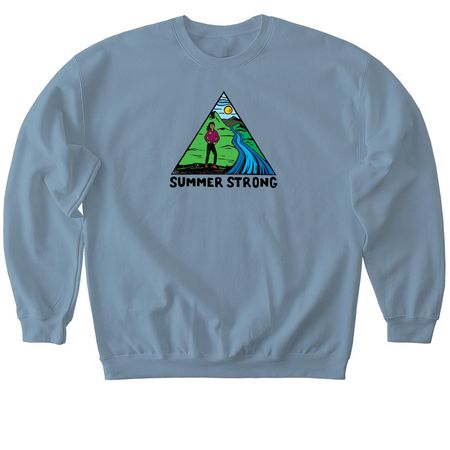 Summer Strong Color Logo, a Stone Blue Softstyle Crewneck Sweatshirt