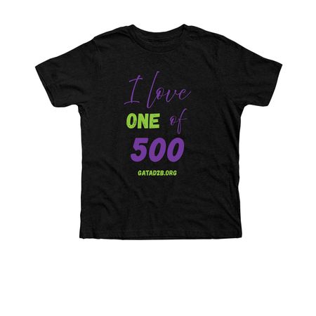 I love 1 of 500, a Black Heather Premium Youth Tee