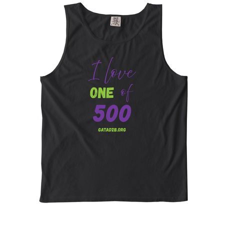 I love 1 of 500, a Black Comfort Colors Tank Top