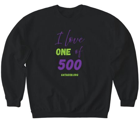 I love 1 of 500, a Black Softstyle Crewneck Sweatshirt