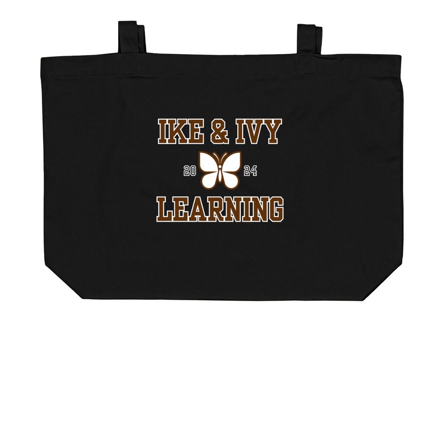 Ike & Ivy Varsity Tote, a Black Large Organic Cotton Tote Bag