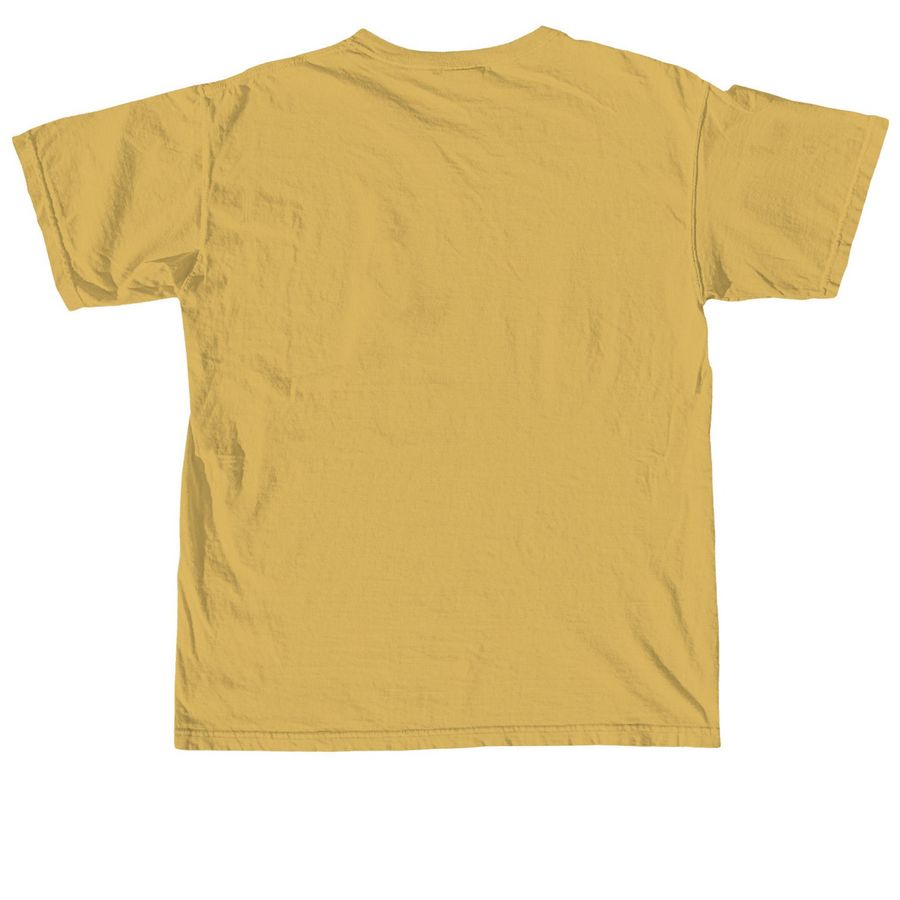 BEAT Giant Leopard Moth Shirt (black font), a Mustard Comfort Colors Unisex Tee (back-view)