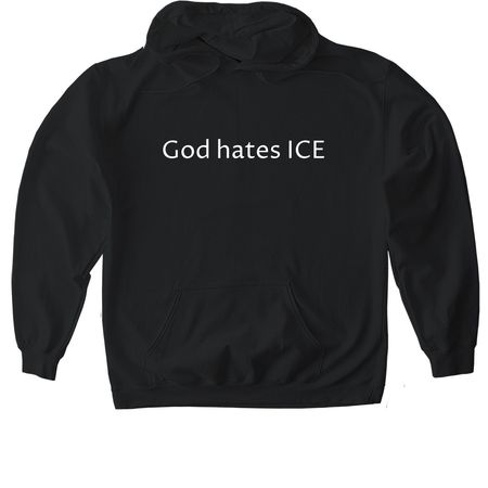 Fuck ICE, a Black Gildan Softstyle Pullover Hoodie