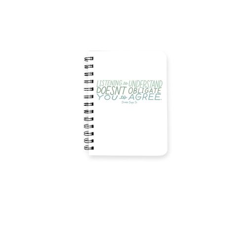 Listening To Understand, Green Logo White Spiral Notebook