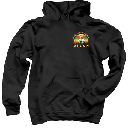 D-I-S-C-N, a Black Pullover Hoodie