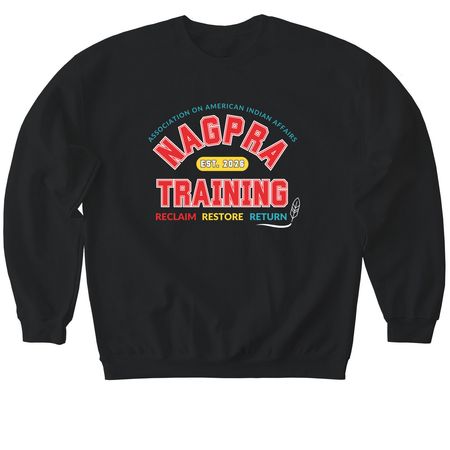 Repatriation Supporter - NAGPRA Training, a Black Softstyle Crewneck Sweatshirt