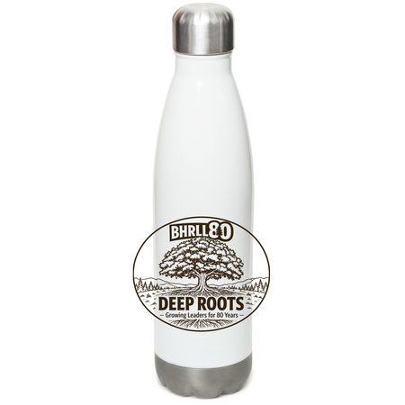 Growing Leaders for 80 Years, a White Stainless Steel Water Bottle
