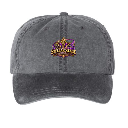 Stellar Stage Logo Cap, a Black Printed Pigment Dye Baseball Cap