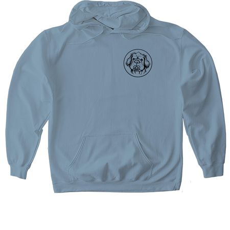 Bailey and her paci, a Stone Blue Gildan Softstyle Pullover Hoodie